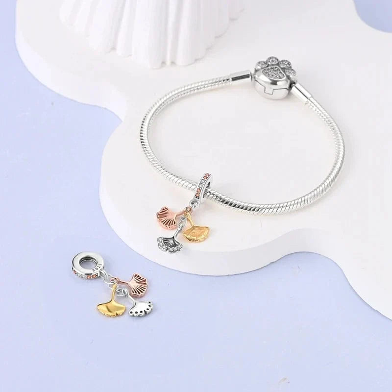 Charm Pendant Feuilles de Ginkgo Biloba