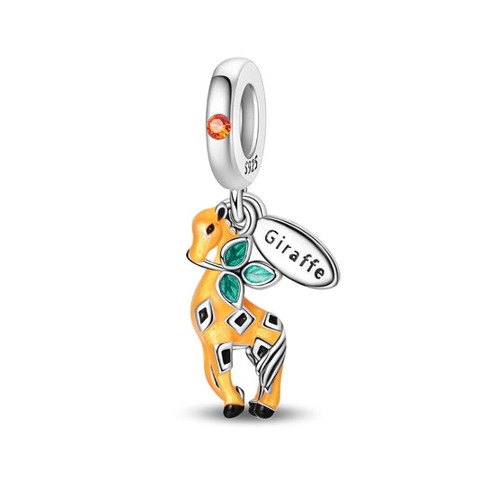 Charm Pendant Girafe et Feuillage