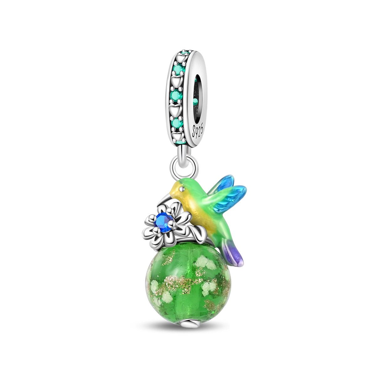 Charm Pendant Colibri et Fleur Phosphorescent