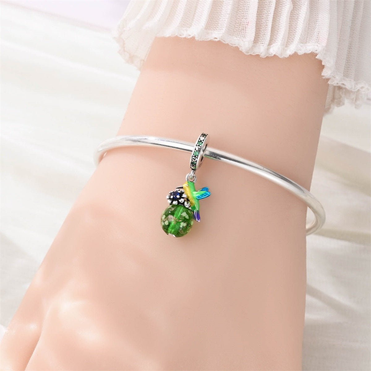 Charm Pendant Colibri et Fleur Phosphorescent