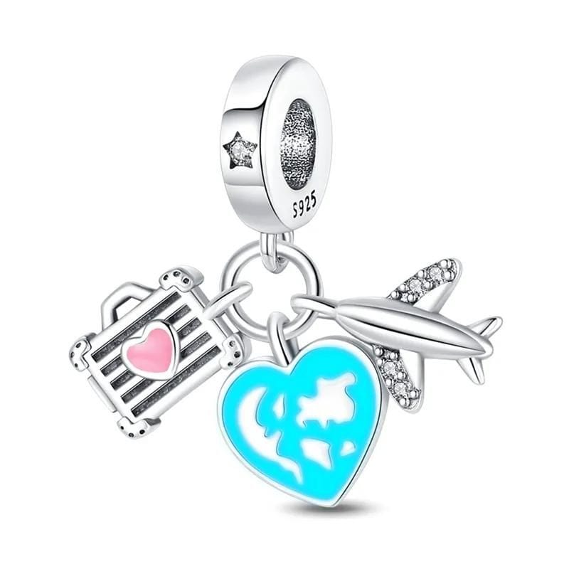 Charm Pendant Voyage Avion et Bagage Phosphorescent