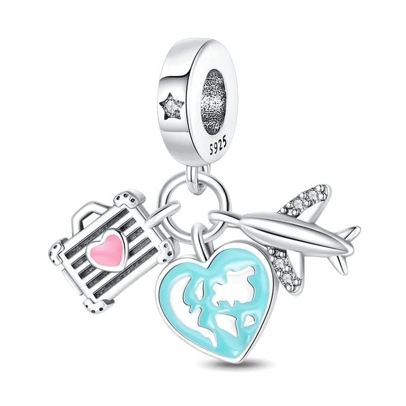 Charm Pendant Voyage Avion et Bagage Phosphorescent