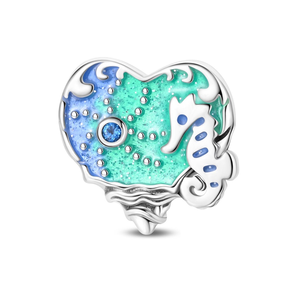 Charm Cœur Océan Hippocampe Phosphorescent