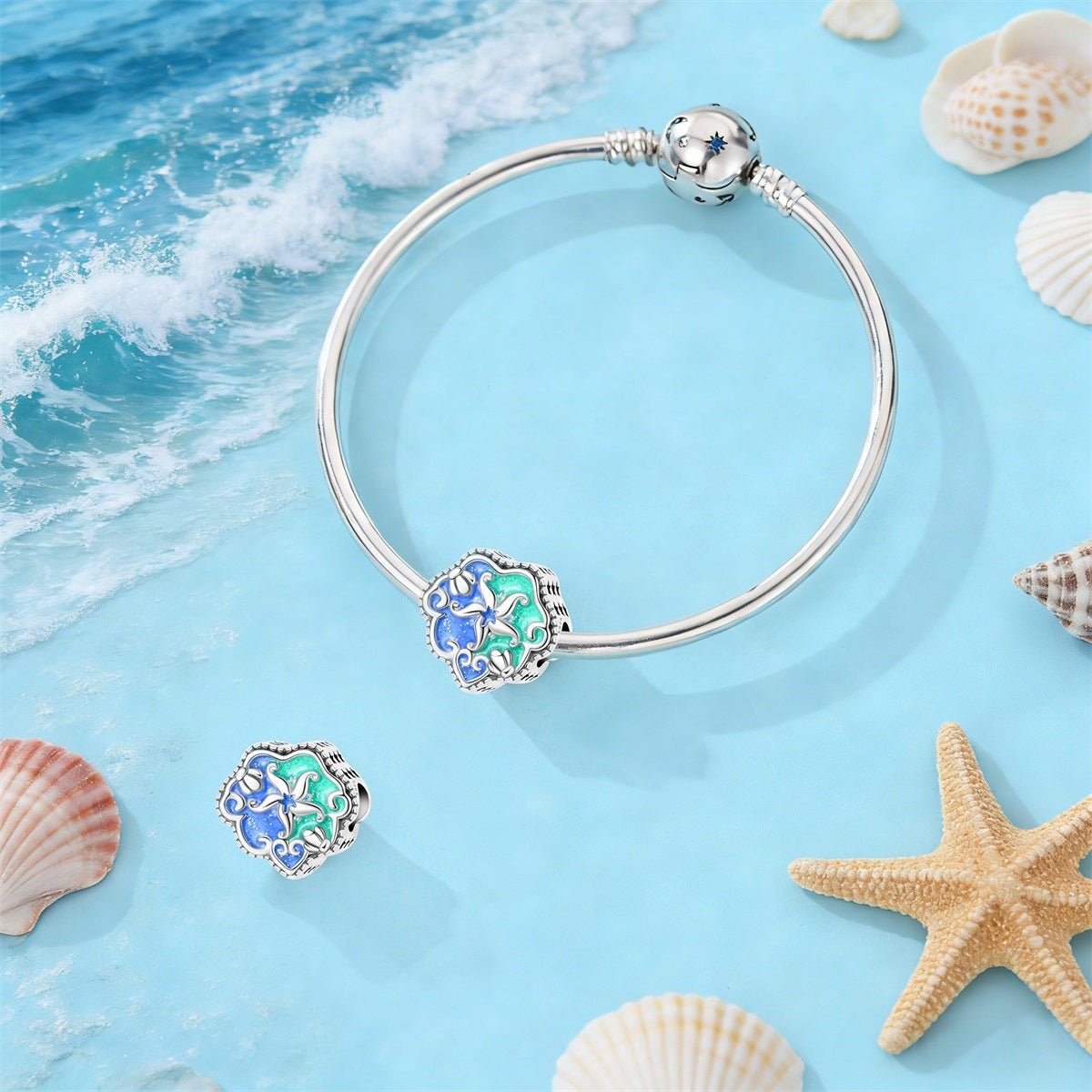 Charm Cœur Océan Étoile de Mer Phosphorescente