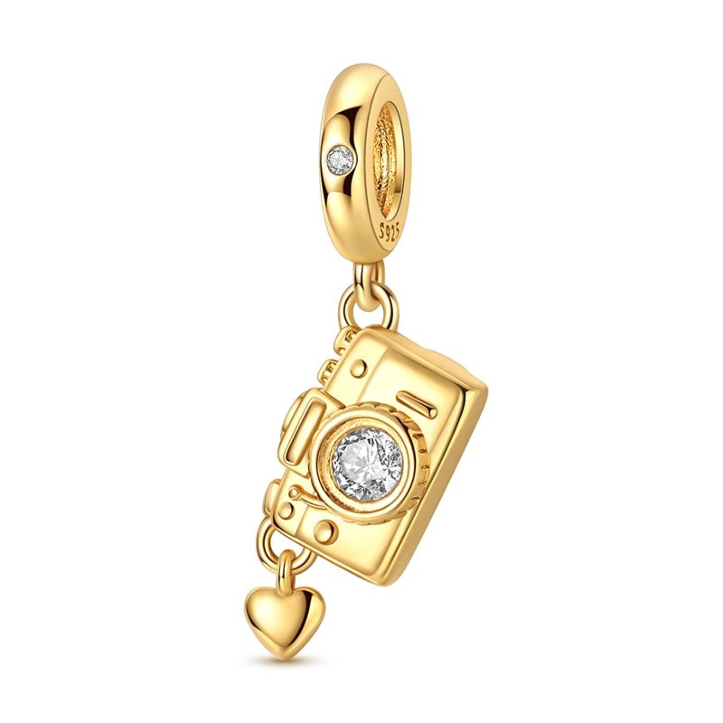 Charm Pendant Appareil Photo Doré avec Cœur