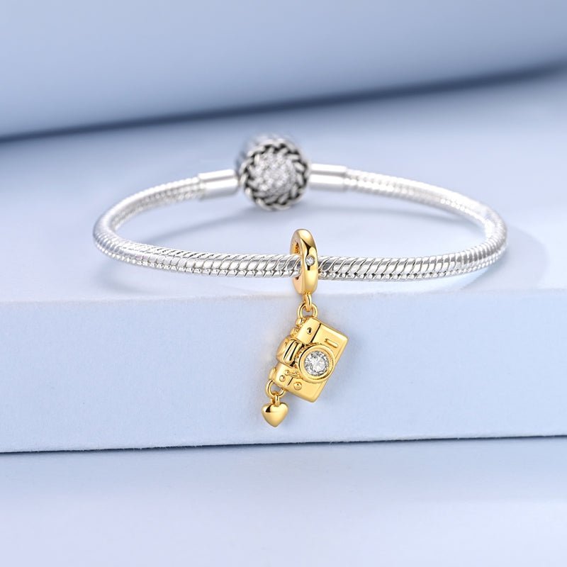 Charm Pendant Appareil Photo Doré avec Cœur