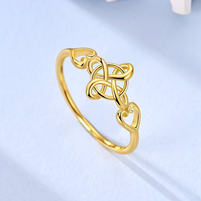 Bague Dorée Nœud Celtique Cœur