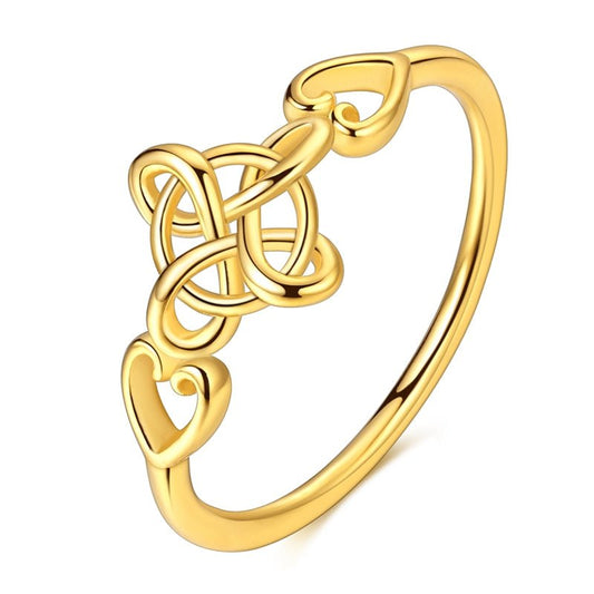 Bague Dorée Nœud Celtique Cœur