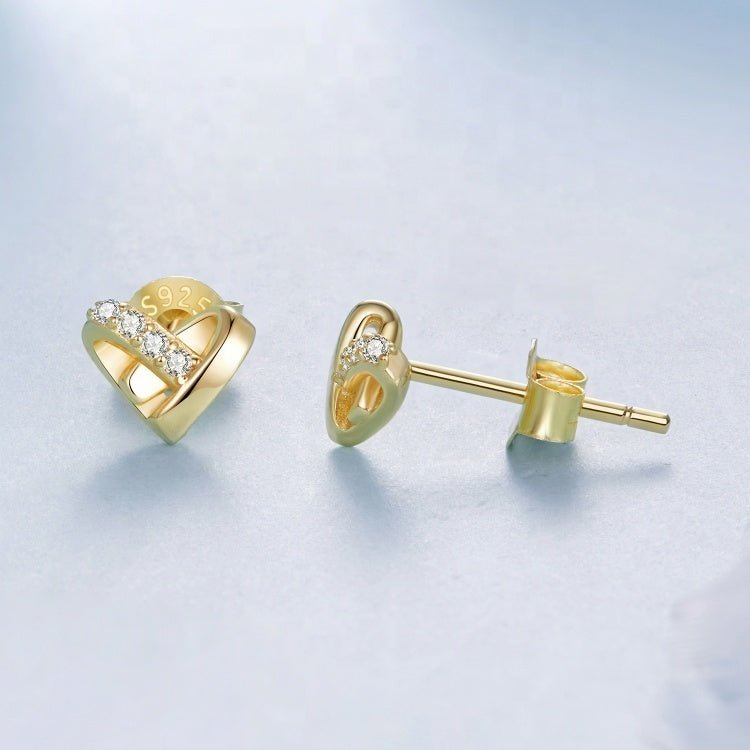 Puces d'Oreilles Cœur Étreinte Dorée