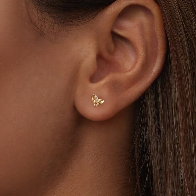 Puces d'Oreilles Cœur Étreinte Dorée