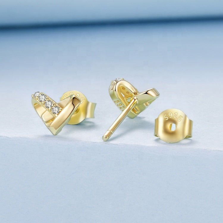Puces d'Oreilles Cœur Étreinte Dorée