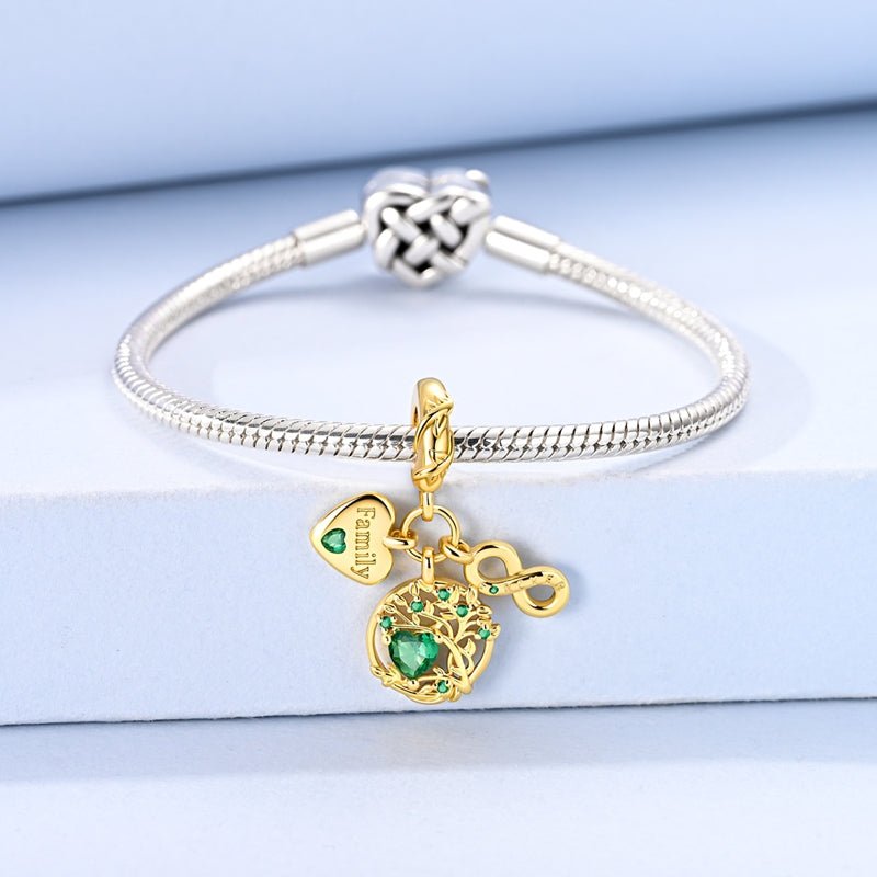 Charm Pendant Doré Arbre de Vie Family et Forever