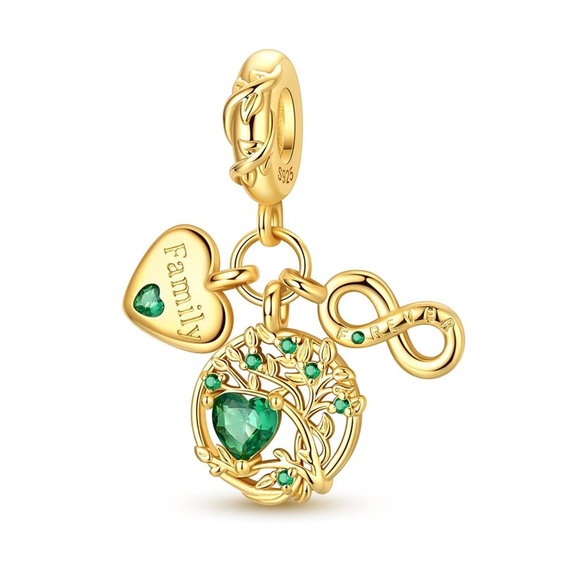 Charm Pendant Doré Arbre de Vie Family et Forever