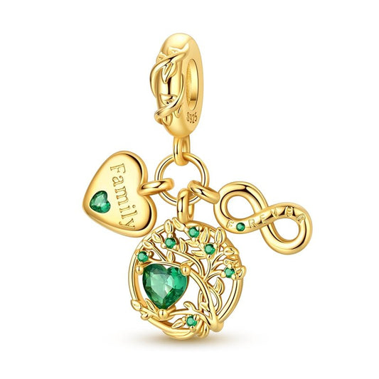 Charm Pendant Doré Arbre de Vie Family et Forever