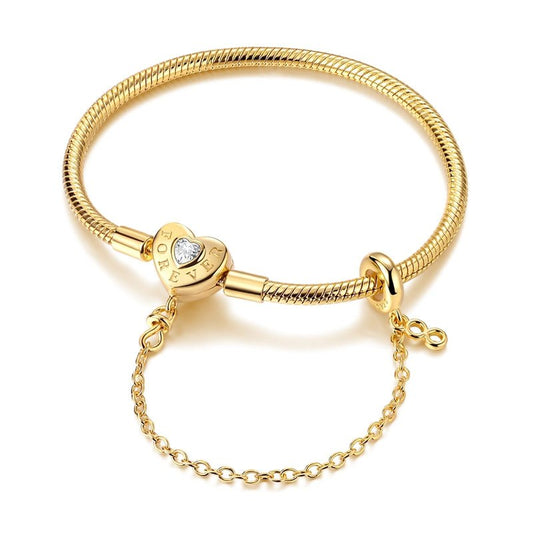 Bracelet Chaîne Serpent Cœur Forever Love Doré