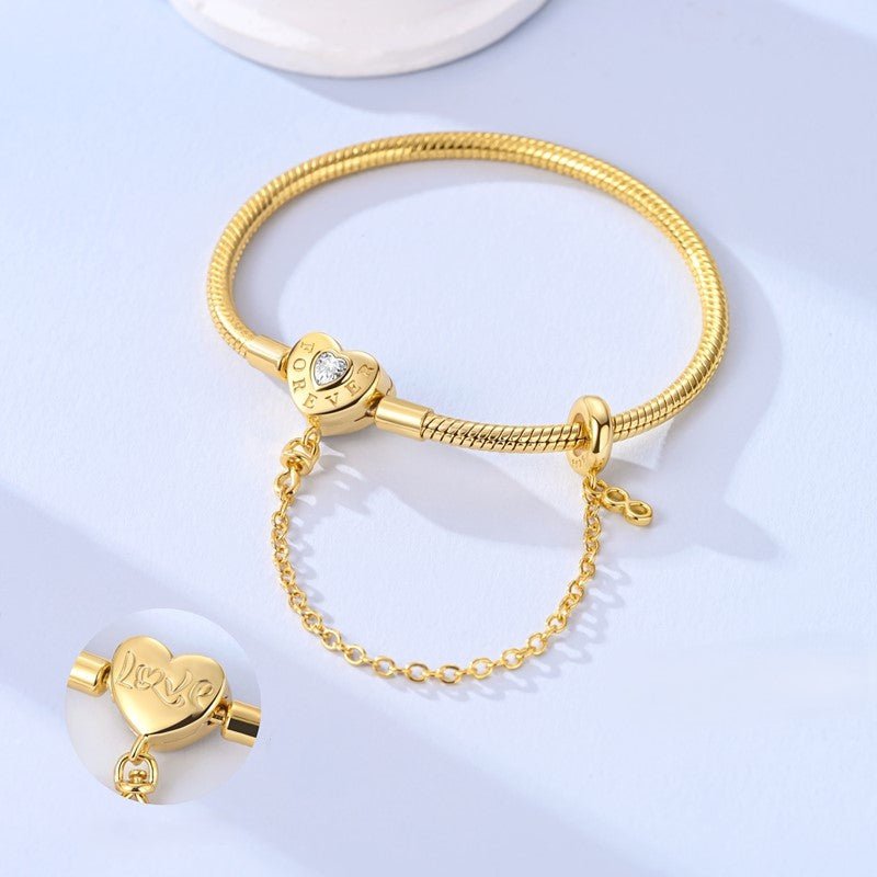 Bracelet Chaîne Serpent Cœur Forever Love Doré