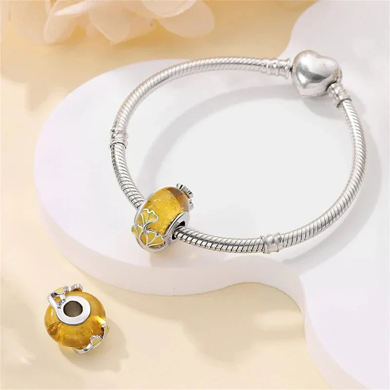 Charm Feuille de Ginkgo Dorée