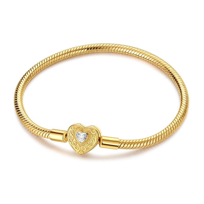 Bracelet Chaîne Serpent Fermoir Cœur Doré