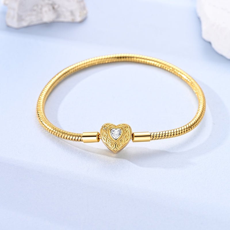 Bracelet Chaîne Serpent Fermoir Cœur Doré