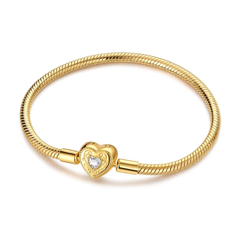 Bracelet Chaîne Serpent Cœur Amour Doré