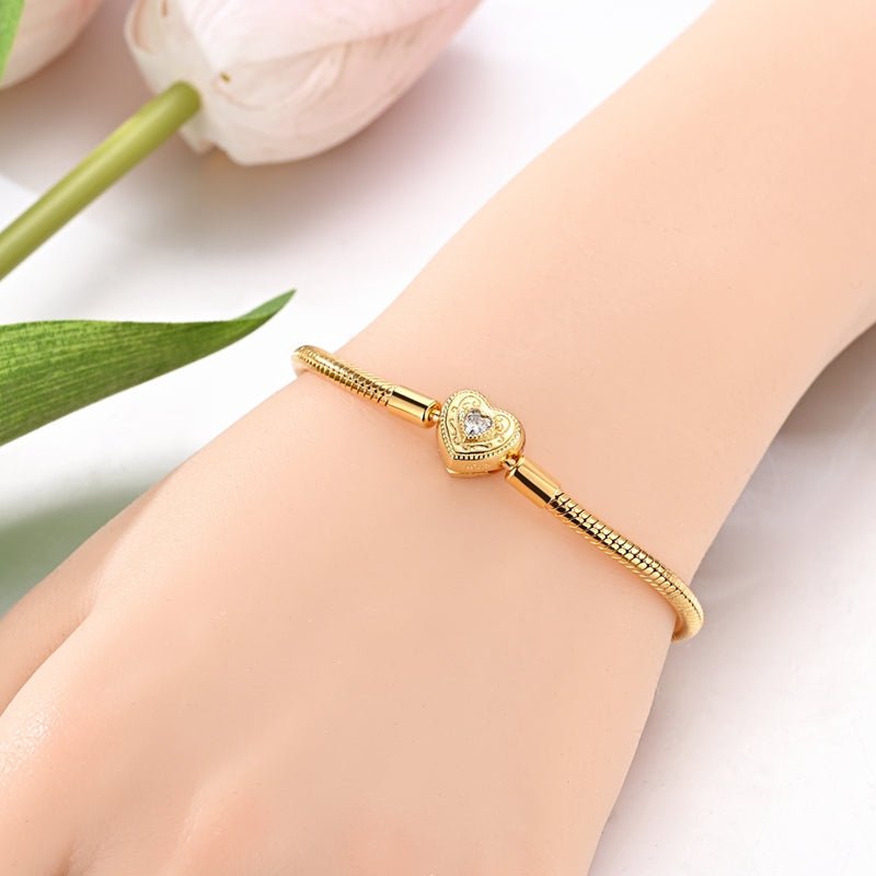 Bracelet Chaîne Serpent Cœur Amour Doré