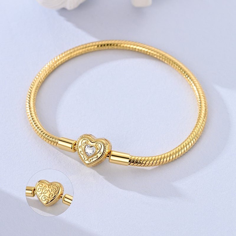 Bracelet Chaîne Serpent Cœur Amour Doré