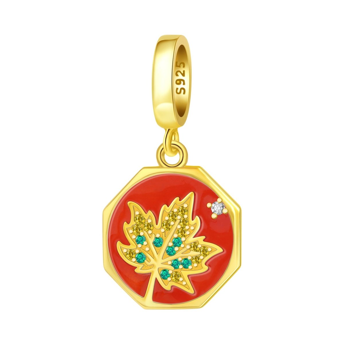 Charm Pendant Automne Feuille d'Érable Dorée