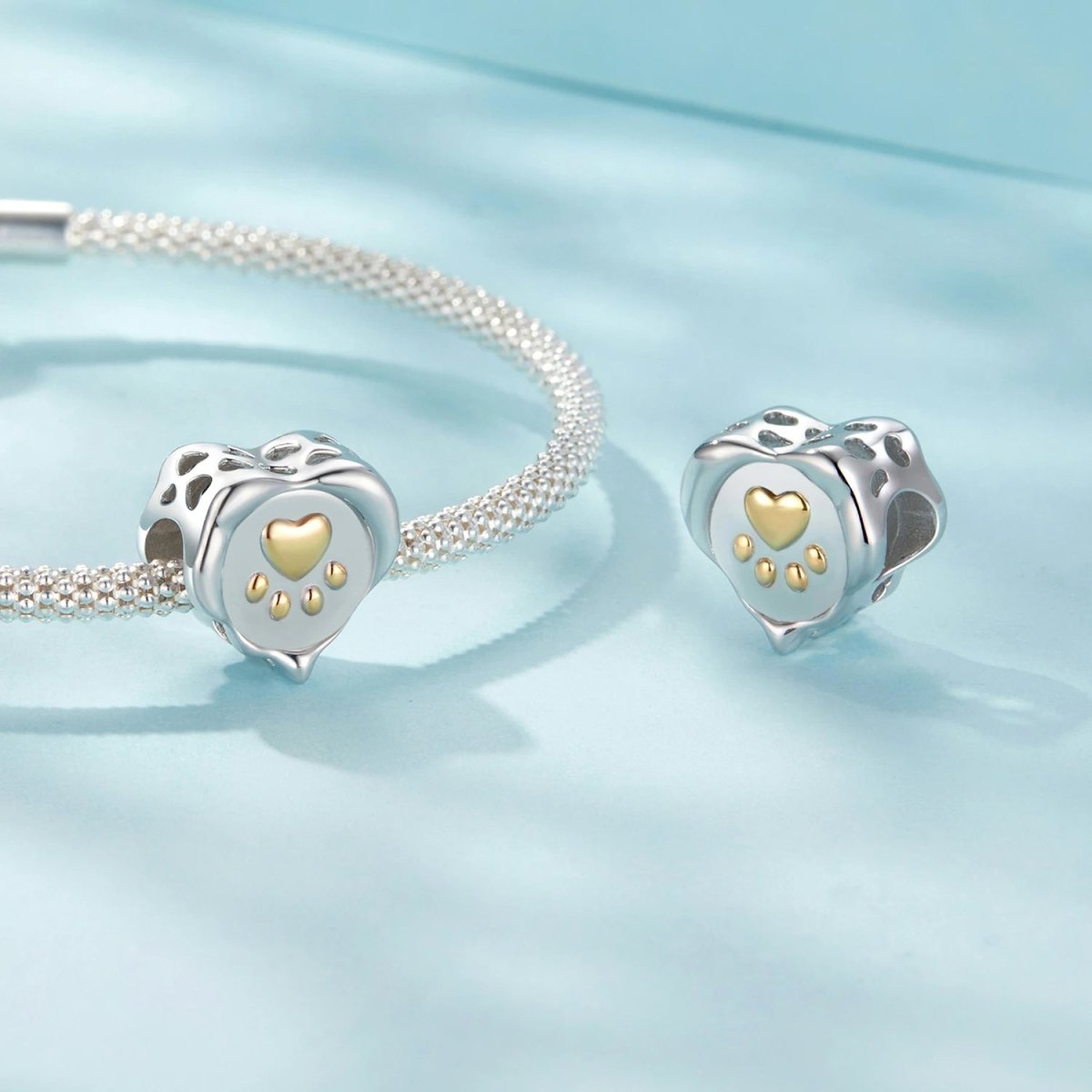 Charm Cœur Doré Empreinte de Patte