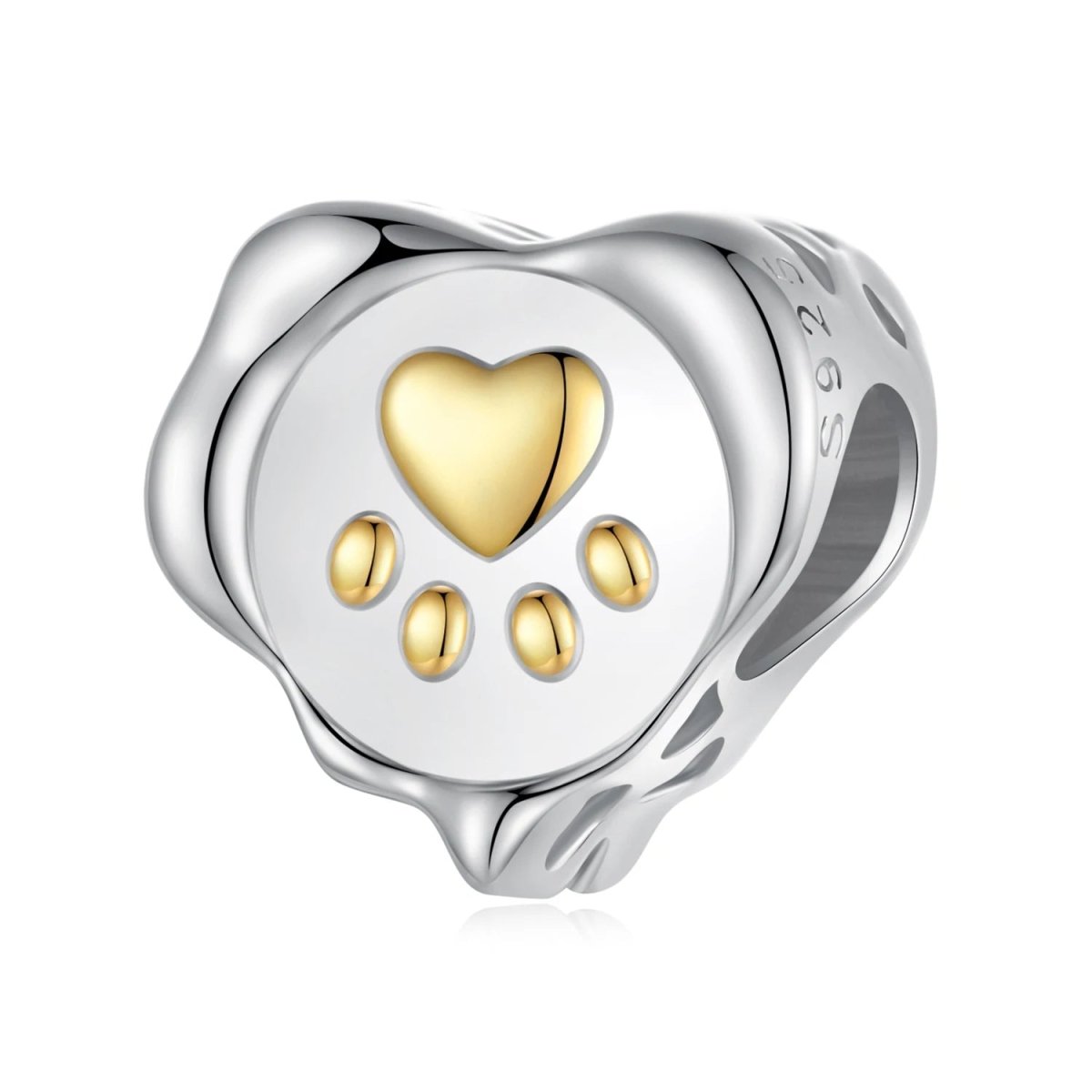 Charm Cœur Doré Empreinte de Patte