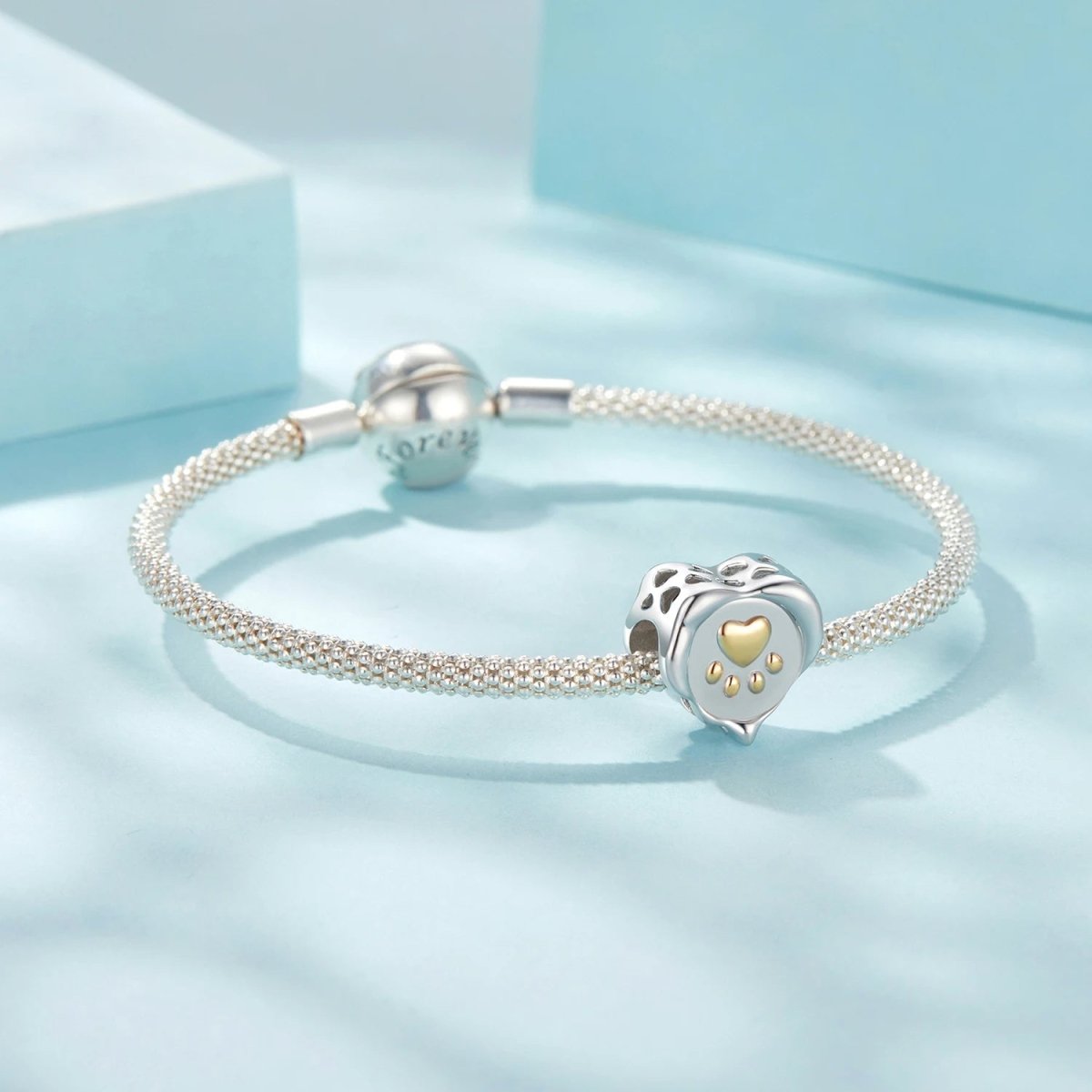 Charm Cœur Doré Empreinte de Patte