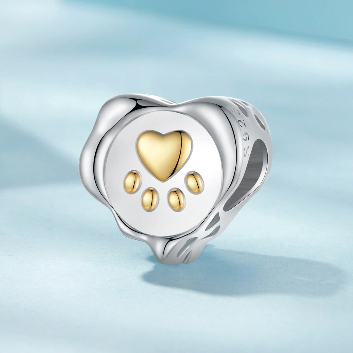 Charm Cœur Doré Empreinte de Patte