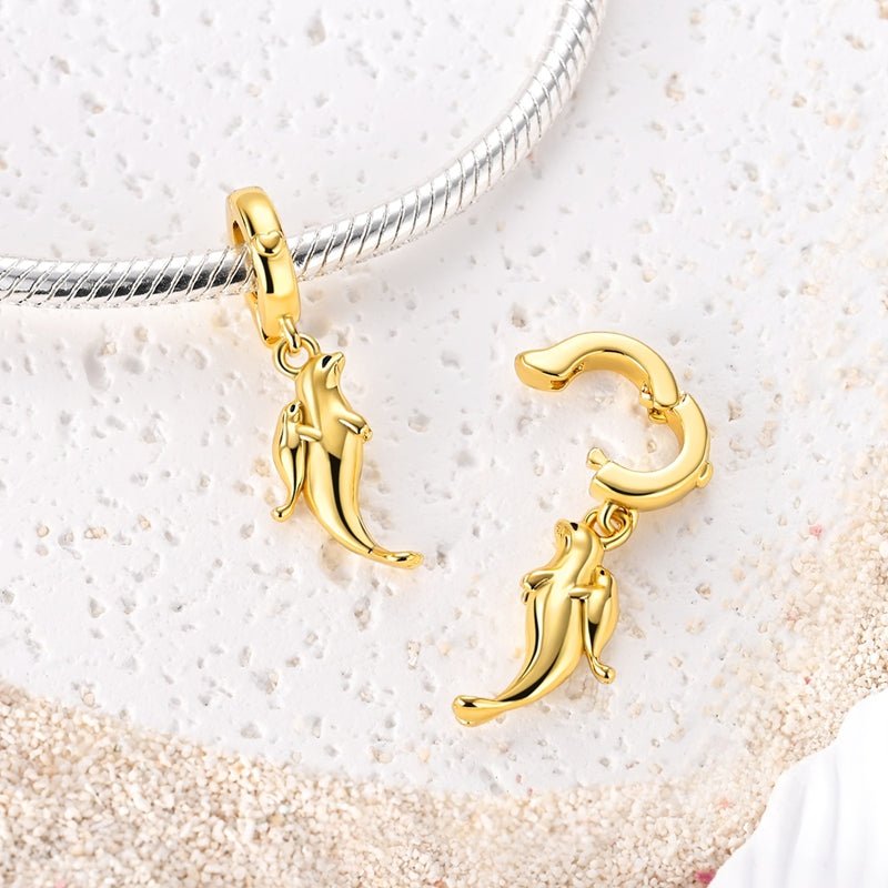 Charm Pendant Doré Otarie Maman et Bébé