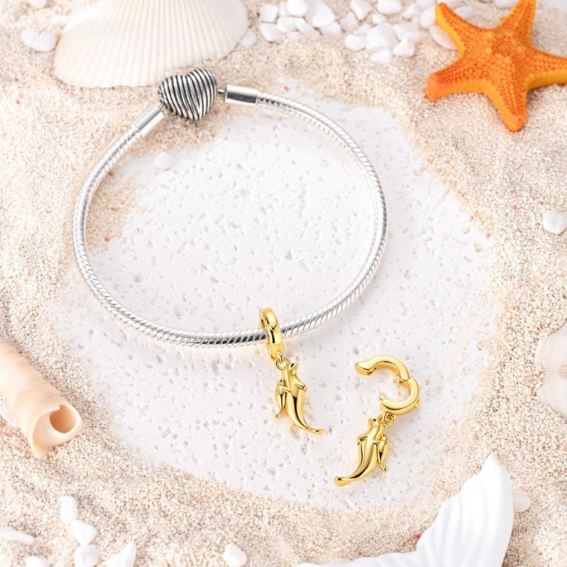 Charm Pendant Doré Otarie Maman et Bébé