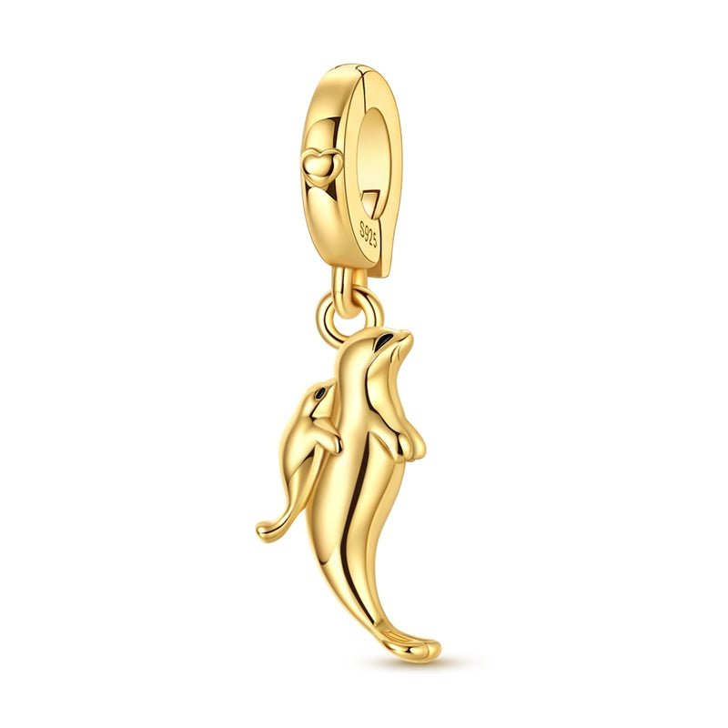 Charm Pendant Doré Otarie Maman et Bébé