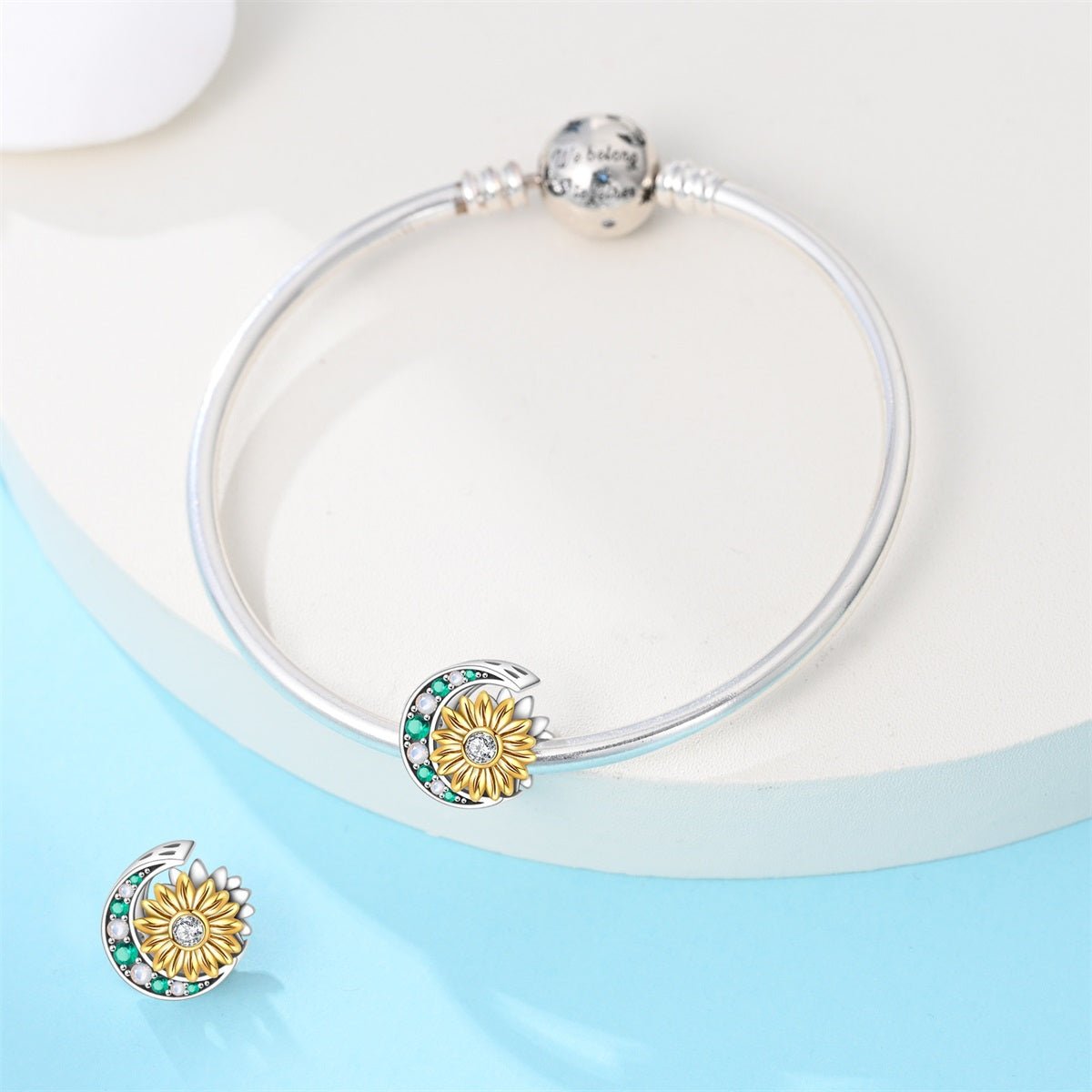 Charm Tournesol Doré et Croissant de Lune