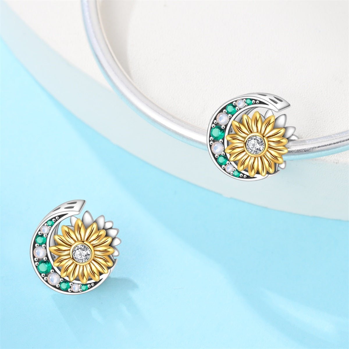 Charm Tournesol Doré et Croissant de Lune