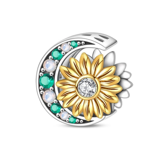 Charm Tournesol Doré et Croissant de Lune