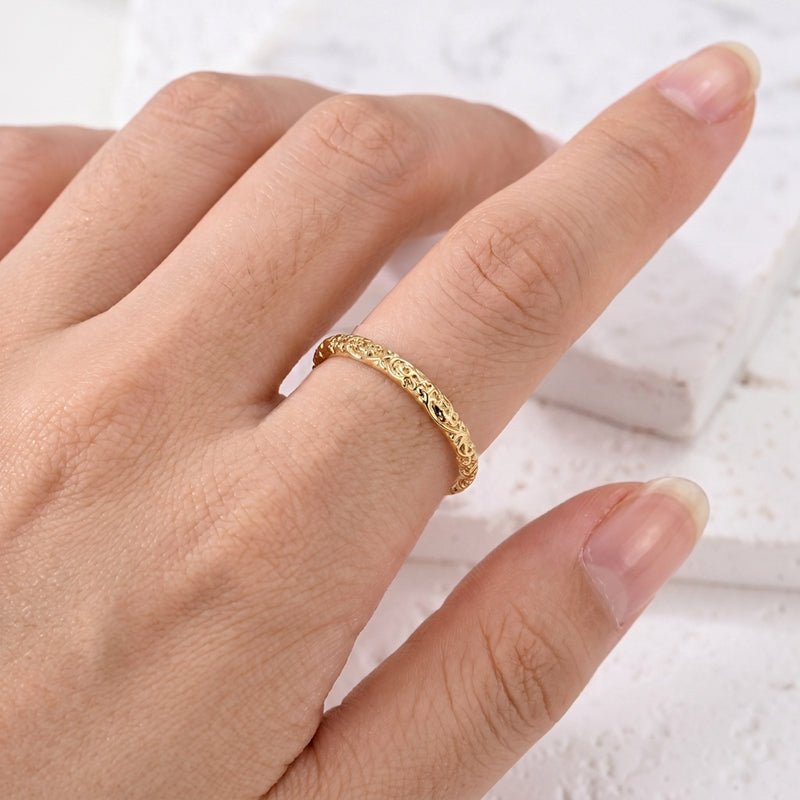 Bague Anneau Dorée Filigrane Vintage