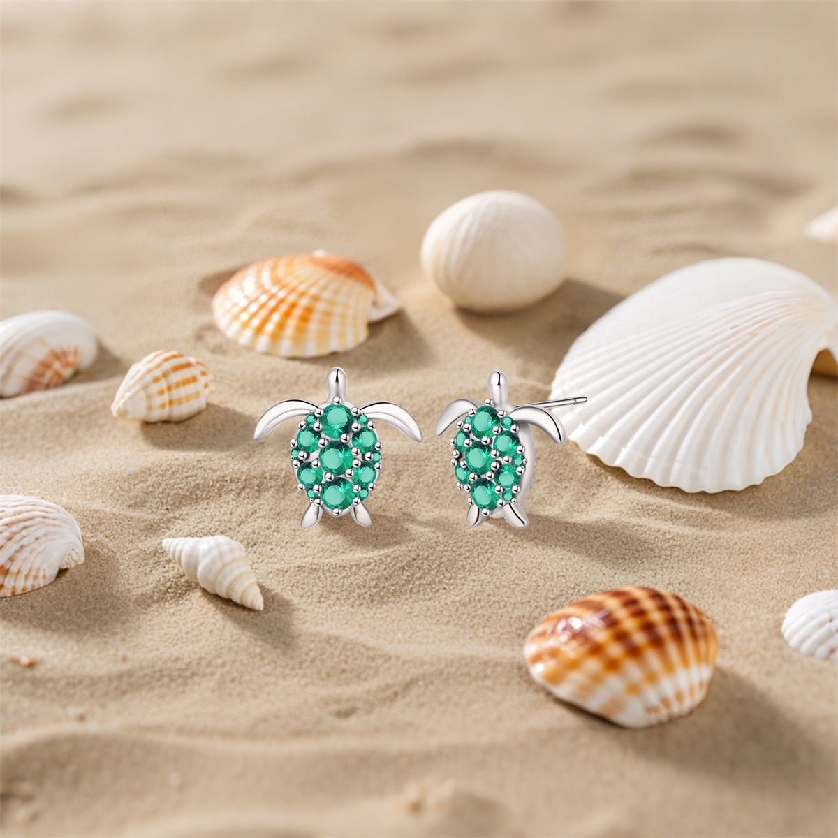 Puces d'Oreilles Tortue Marine à Pierre Verte