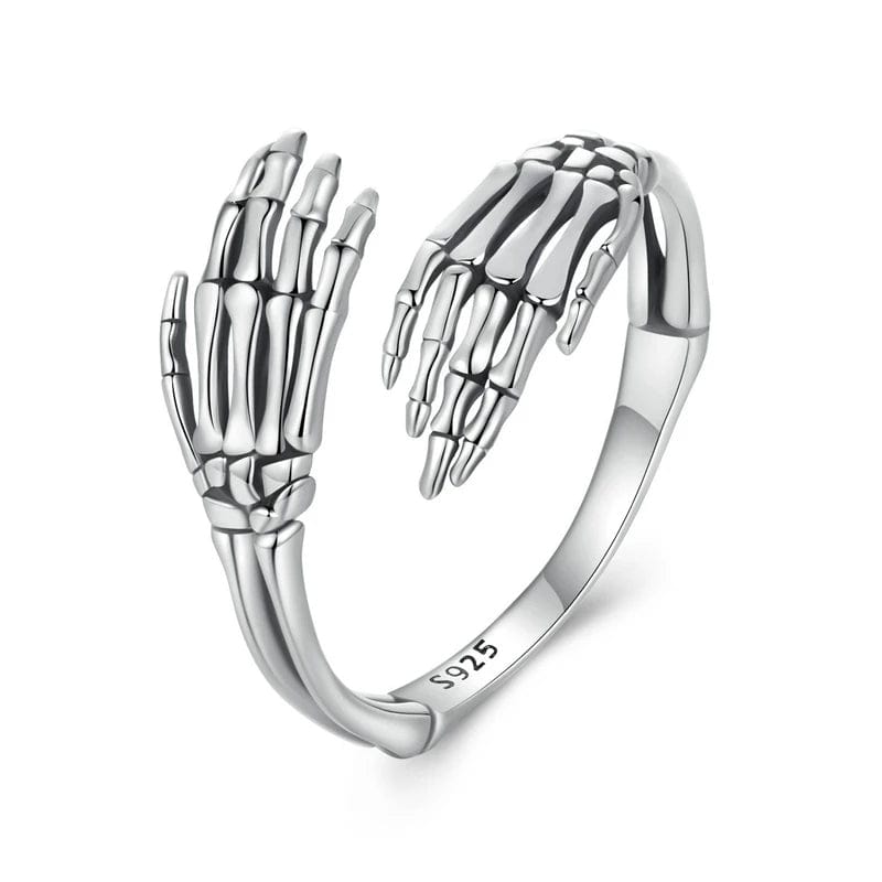 Bague Réglable Halloween Mains de Squelette Enlacées