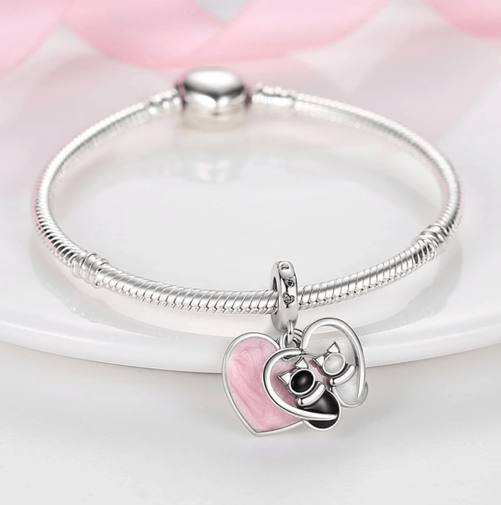Charm Pendant Chats et Cœurs