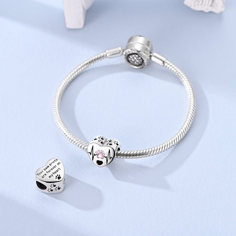 Charm Cœur Battement et Empreinte de Patte