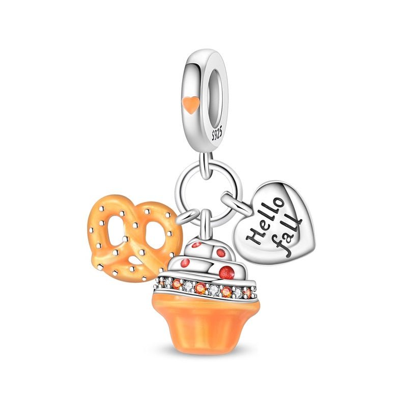 Charm Pendant Hello Fall Cupcake et Bretzel