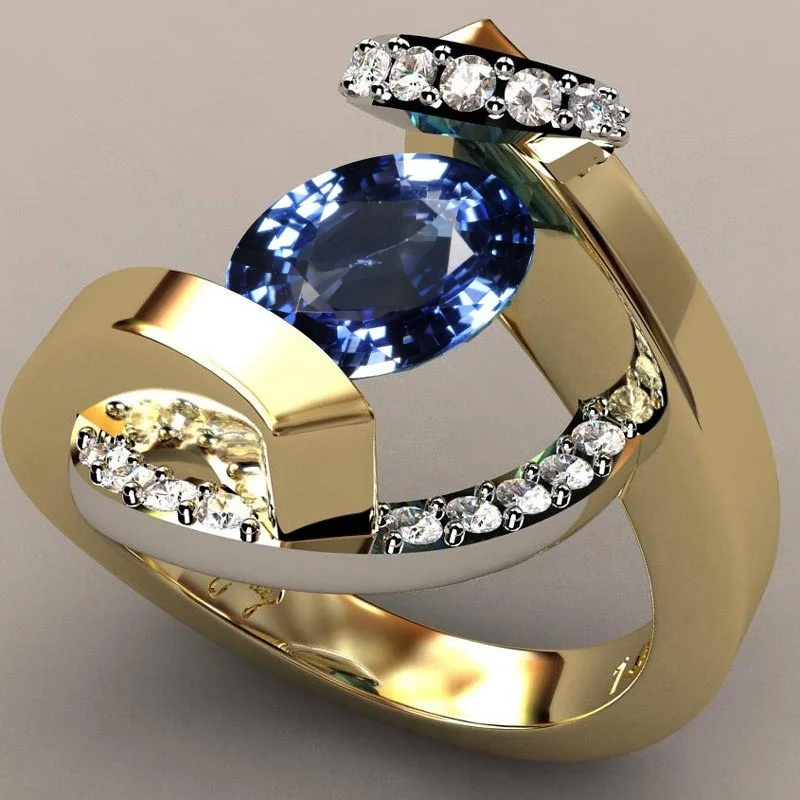 Bague vintage en zircon bleu
