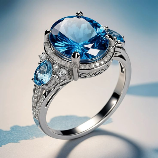 Bague vintage en argent au cristal bleu