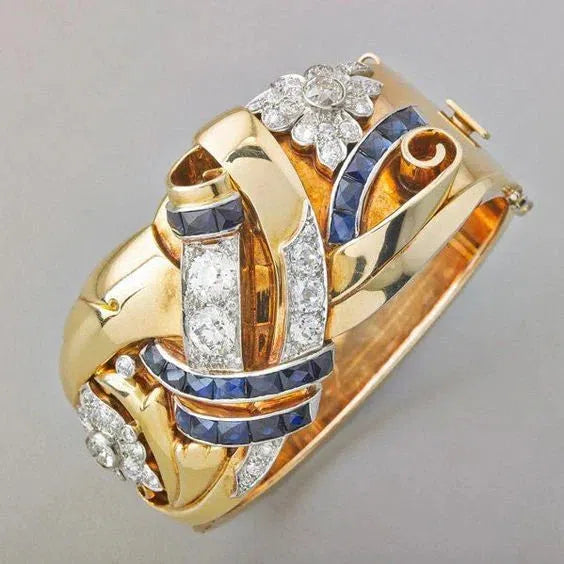 Bague Vintage en Or au Zircon Bleu