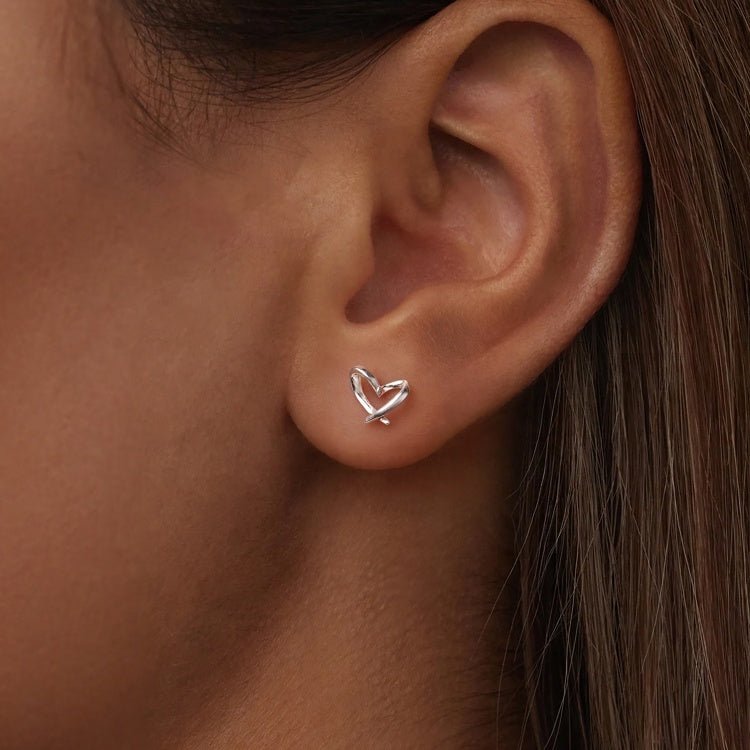 Puces d'Oreilles Cœur Ouvert Entrelacé