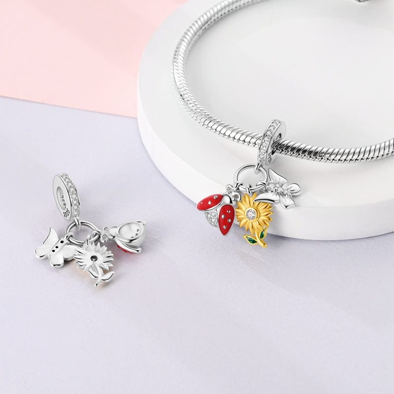 Charm Jardin Coccinelle, Tournesol et Papillon