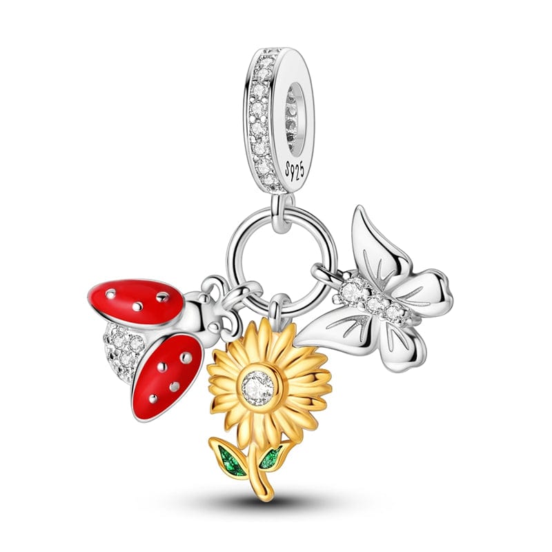 Charm Jardin Coccinelle, Tournesol et Papillon