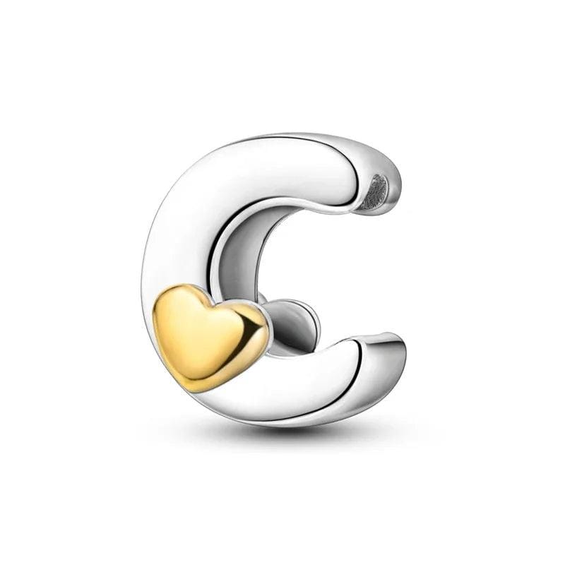 Charm Lettre Cœur Doré A~Z